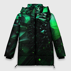 Женская зимняя куртка Зеленая и черная абстракция геометрическая