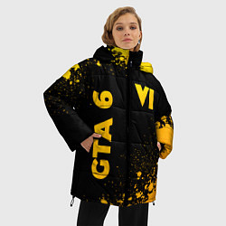 Куртка зимняя женская GTA 6 - gold gradient вертикально, цвет: 3D-черный — фото 2