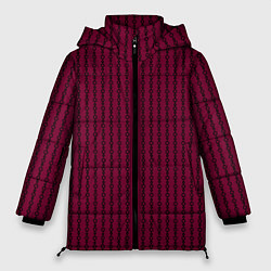 Куртка зимняя женская Полосы цепочки красно-пурпурный, цвет: 3D-черный