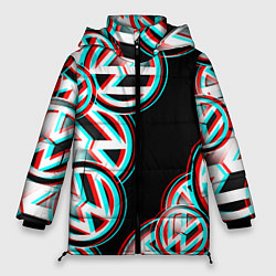 Куртка зимняя женская Volkswagen glitch pattern, цвет: 3D-светло-серый