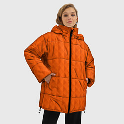 Куртка зимняя женская Объёмные пирамиды сочный апельсиновый, цвет: 3D-светло-серый — фото 2