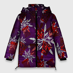 Куртка зимняя женская Зимние снежинки узоры, цвет: 3D-черный
