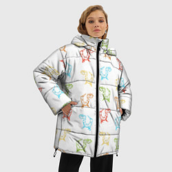 Куртка зимняя женская Паттерн цветные драконы, цвет: 3D-черный — фото 2