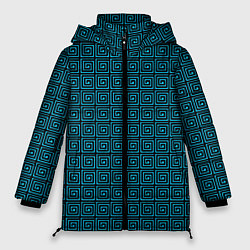 Куртка зимняя женская Квадратный спирали синий, цвет: 3D-черный