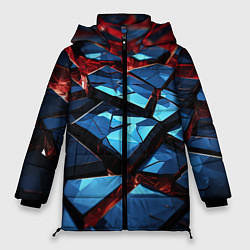 Женская зимняя куртка Синие абстрактные плиты и красное свечение