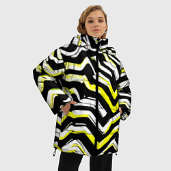 Куртка зимняя женская Абстракция - полосы, цвет: 3D-черный — фото 2