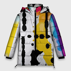 Куртка зимняя женская Цветная абстракция - минимализм, цвет: 3D-светло-серый
