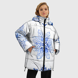 Куртка зимняя женская Снежинки в ряд, цвет: 3D-красный — фото 2
