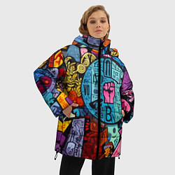 Куртка зимняя женская Кулак - граффити, цвет: 3D-черный — фото 2
