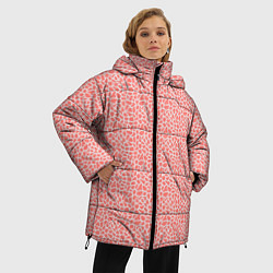 Куртка зимняя женская Оранжево-розовый светлый пятнистый паттерн, цвет: 3D-красный — фото 2