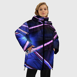 Куртка зимняя женская Фиолетовая геометрическая абстракция, цвет: 3D-красный — фото 2
