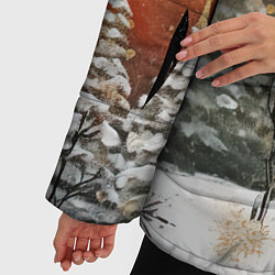 Куртка зимняя женская Большая луна и новогодний лес, цвет: 3D-светло-серый — фото 2