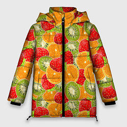 Женская зимняя куртка Сочные фрукты и ягоды