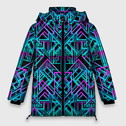 Куртка зимняя женская Узор в стиле ар-деко, цвет: 3D-черный