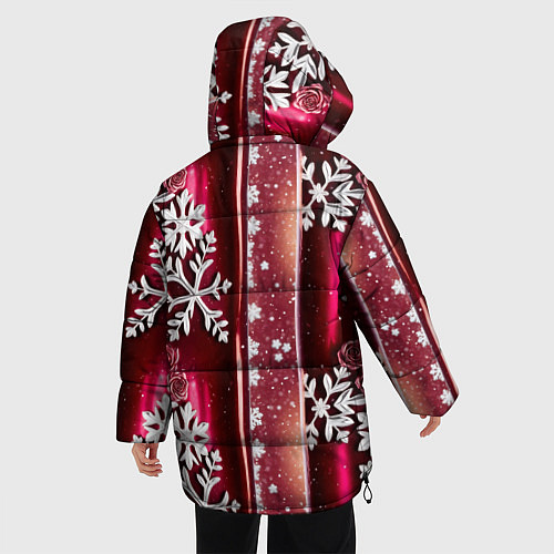 Женская зимняя куртка Розы и снежинки / 3D-Черный – фото 4