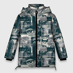 Куртка зимняя женская Газетный узор, цвет: 3D-светло-серый