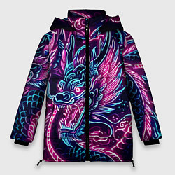 Женская зимняя куртка Neon Japanese dragon - irezumi