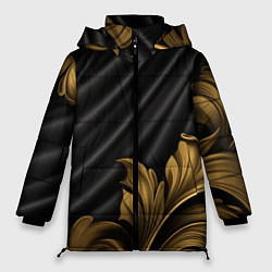 Женская зимняя куртка Лепнина золотые узоры на черной ткани