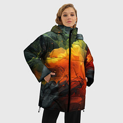 Куртка зимняя женская Взрыв оранжевой краски, цвет: 3D-черный — фото 2