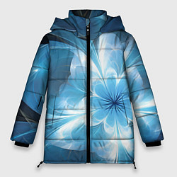 Женская зимняя куртка Голубой фрактальный цветок