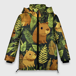Женская зимняя куртка Капибары - лесной маскировочный камуфляж