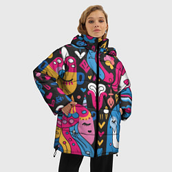 Куртка зимняя женская Абстрактные единороги, цвет: 3D-черный — фото 2