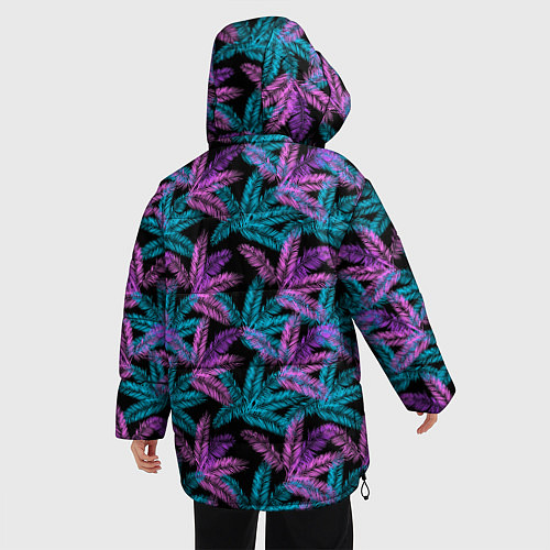 Женская зимняя куртка Тропические пальмовые листья / 3D-Черный – фото 4