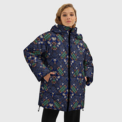 Куртка зимняя женская Узорчатые ромбы, цвет: 3D-черный — фото 2