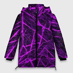Женская зимняя куртка Фиолетовая паутина на чёрном фоне