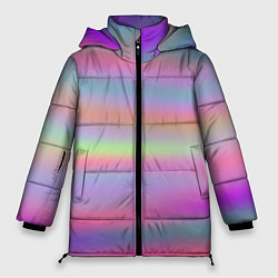 Куртка зимняя женская Голографические неоновые полосы, цвет: 3D-светло-серый