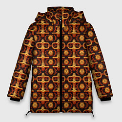 Женская зимняя куртка Оранжевый деревянный абстрактный паттерн