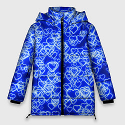 Женская зимняя куртка Неоновые сердечки синие