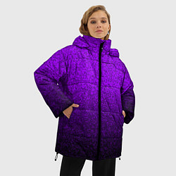 Куртка зимняя женская Насыщенный сиреневый текстура градиент, цвет: 3D-черный — фото 2