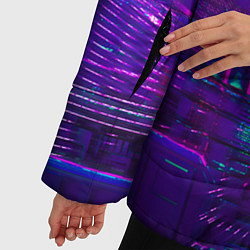 Куртка зимняя женская Неоновые огни квадратов, цвет: 3D-черный — фото 2