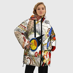 Куртка зимняя женская Кандинский картина - шумная акварель, цвет: 3D-светло-серый — фото 2