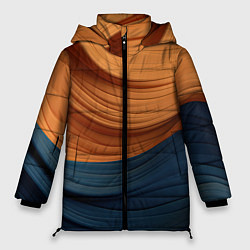 Куртка зимняя женская Оранжевая и синяя абстракция, цвет: 3D-черный