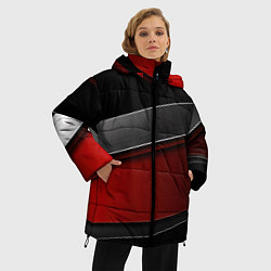 Куртка зимняя женская Красный серый и черный, цвет: 3D-черный — фото 2