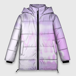 Куртка зимняя женская Нежная светло-сиреневая абстракция тай-дай, цвет: 3D-черный
