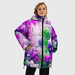 Куртка зимняя женская Паттерн цветов, цвет: 3D-светло-серый — фото 2