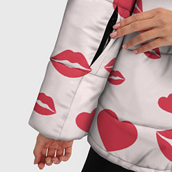 Куртка зимняя женская Поцелуйчики паттерн, цвет: 3D-черный — фото 2