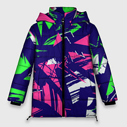 Куртка зимняя женская Разноцветная текстурная геометрия, цвет: 3D-черный