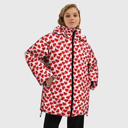 Куртка зимняя женская Маленькие красные сердечки, цвет: 3D-светло-серый — фото 2