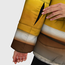 Куртка зимняя женская Желтая абстракция с оранжевой волной, цвет: 3D-черный — фото 2