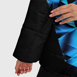 Куртка зимняя женская Синие абстрактные ромбики, цвет: 3D-черный — фото 2