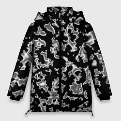 Женская зимняя куртка Капли жидкого металла - камуфляж на чёрном