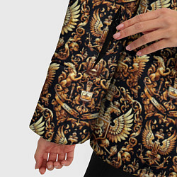 Куртка зимняя женская Золотой объемный герб России паттерн, цвет: 3D-красный — фото 2