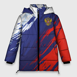 Женская зимняя куртка Россия Sport брызги красок триколор