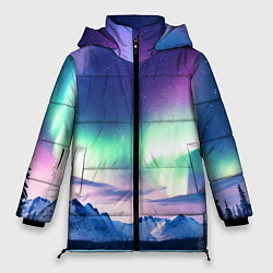 Куртка зимняя женская Северное сияние на природе ai art, цвет: 3D-светло-серый