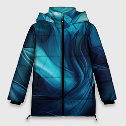 Куртка зимняя женская Синяя абстракция в виде волн, цвет: 3D-черный