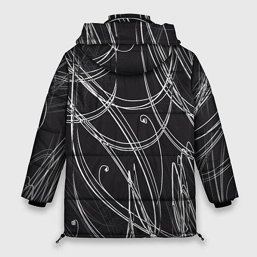 Женская зимняя куртка Черно-белые завитки / 3D-Красный – фото 2